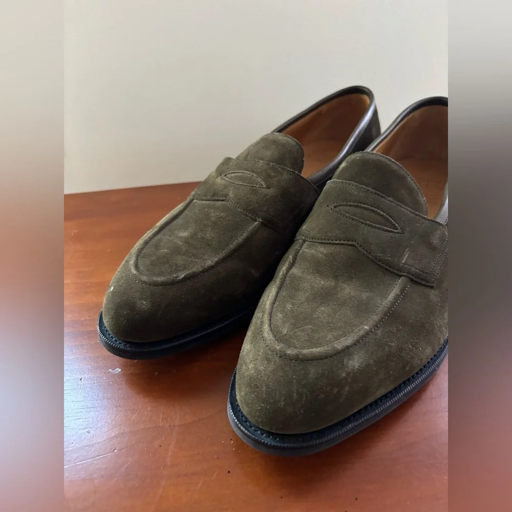 Edward Green Duke Green Suede Loafers 8 1/2 - Picture 10 of 11